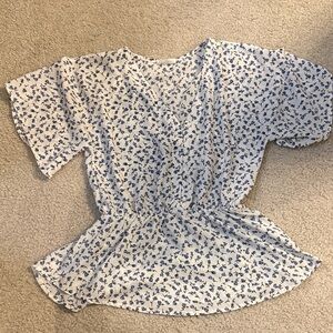 Sienna Sky Blue and White Floral Blouse